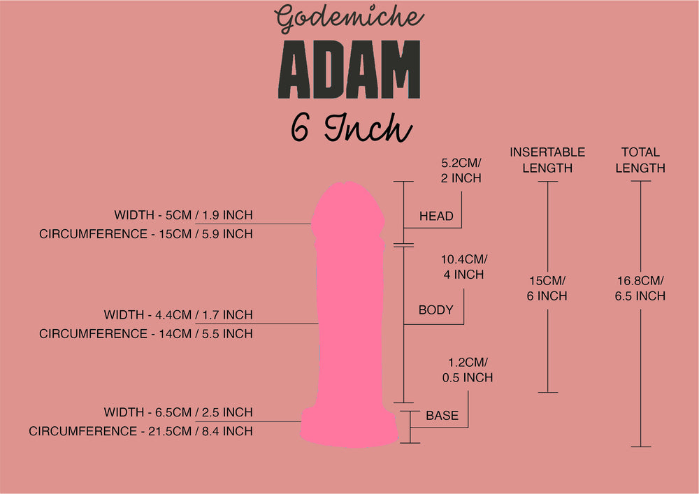Godemiche Adam Dildo 6in Size Guide
