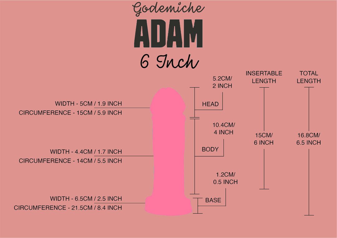 Godemiche Adam Dildo 6in Size Guide