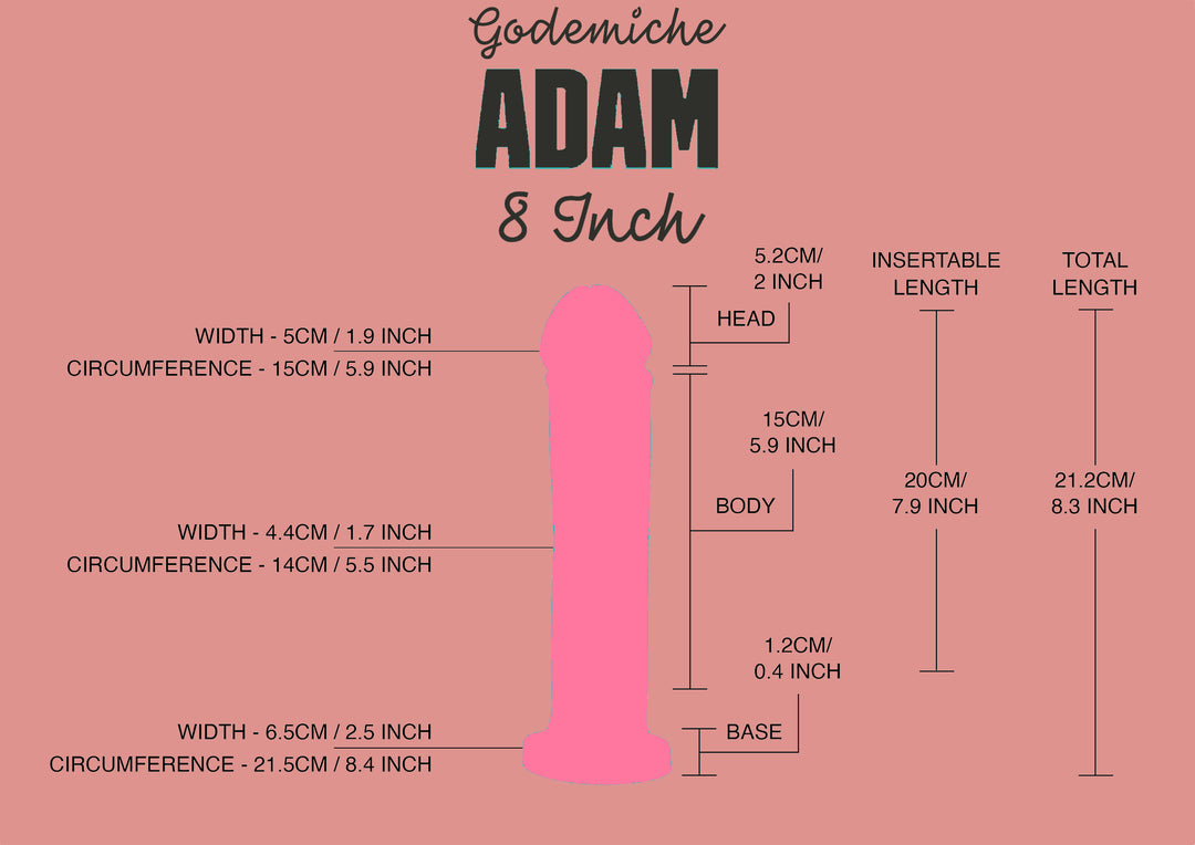 Godemiche Dildo Adam 8 Inch Size Guide
