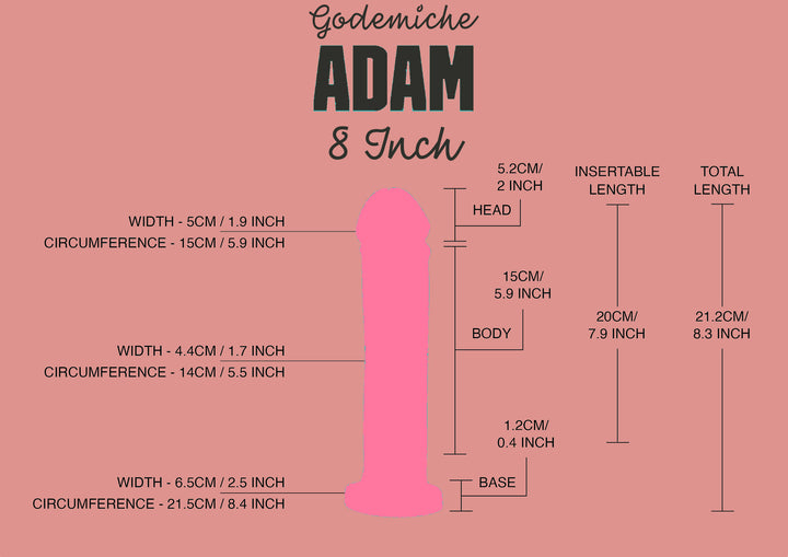 Godemiche Dildo Adam 8 Inch Size Guide
