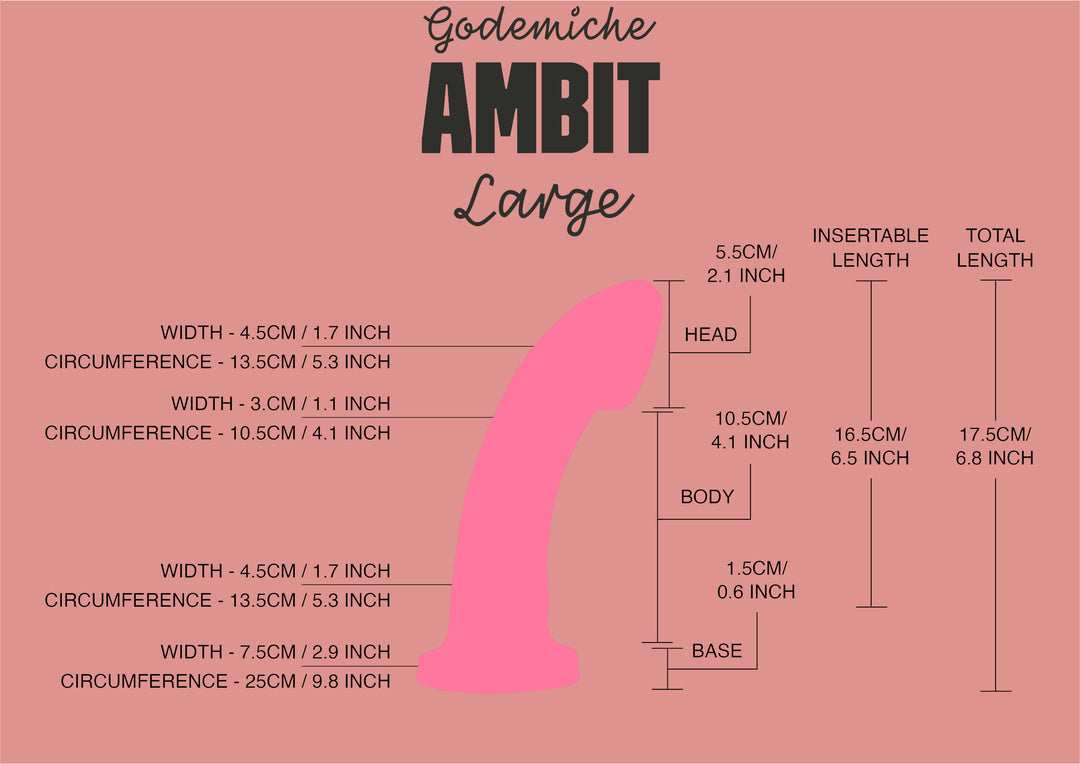 Godemiche Ambit Dildo Large Size Guide