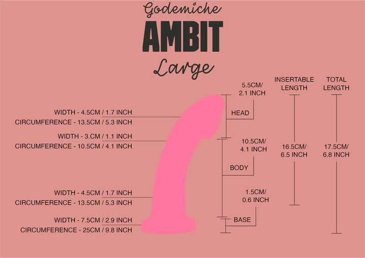 Godemiche Ambit Dildo Large Size Guide