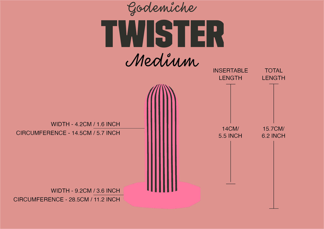 Godemiche Twister Dildo Medium Size Guide