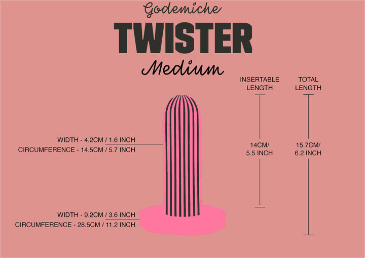 Godemiche Twister Dildo Medium Size Guide