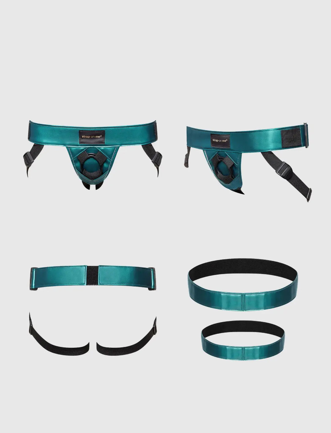 Strap-On-Me Curious Faux Leather Harness - Metallic Green