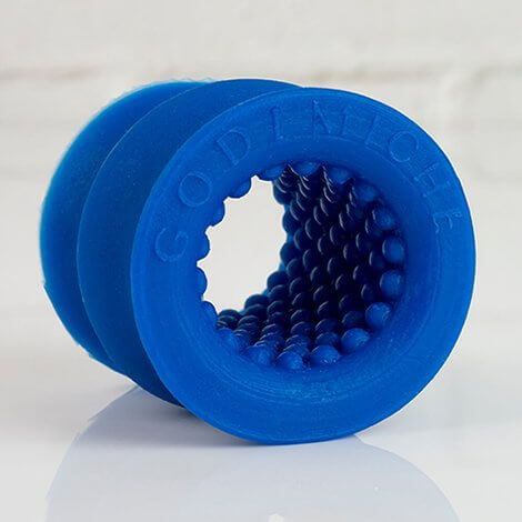 Godemiche SIlicone OffBeat Short Texture Blue UV