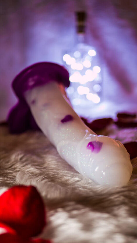 Godemiche Silicone Dildo Hercules Large Purple Hearts For Valentines Limited Edition