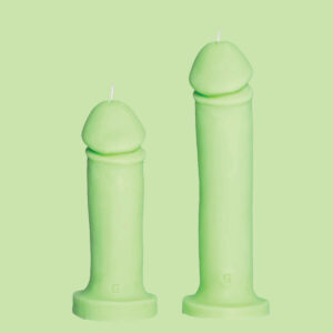 Fluo Green Penis Candles On Green Background