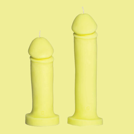 Fluo Yellow Penis Candles On Yellow Background