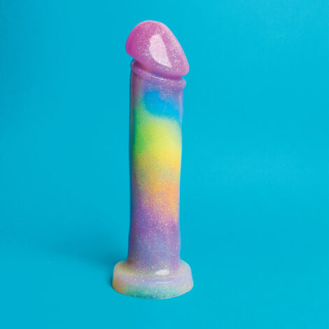 Adam 8 inch Confused rainbow glitter Godmiche Silicone Dildo Sex Toy