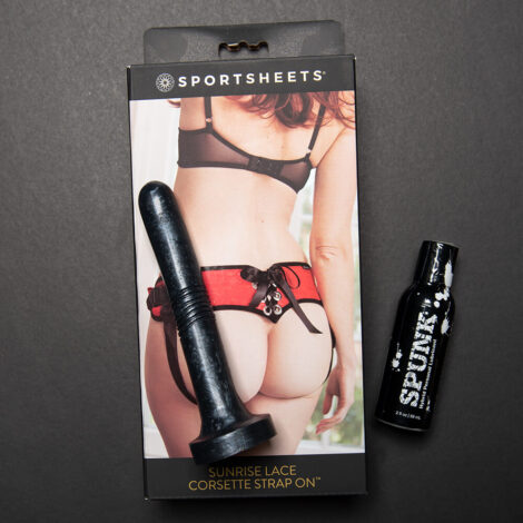 Textured Pegging Set Sportsheets Red Lace Corsette Strap On Hanrness Peg Anal Dildo Spink Hybrid Lube in Black Pearl 1000x1000 Product Images