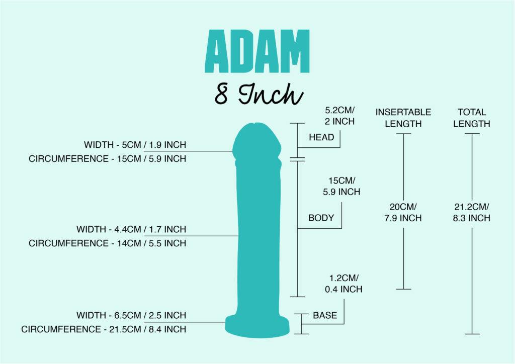 Godemiche adam-8inch-product-size