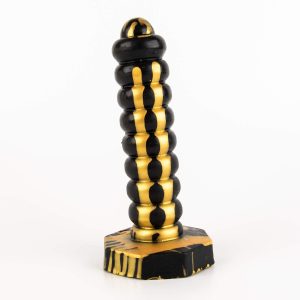 Absolem Medium Vibrating Black With Gold Pearl Drips Godemiche Silicone Dildo