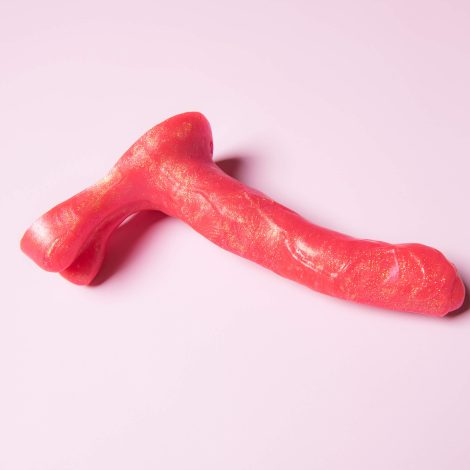 Hercules Small Peachy Pink Glitter Godemiche Silicone Dildo Sex Toy