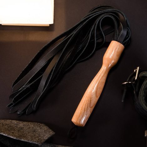 Soft Leather Fall Flogger Leather Delights ON Black Bedside