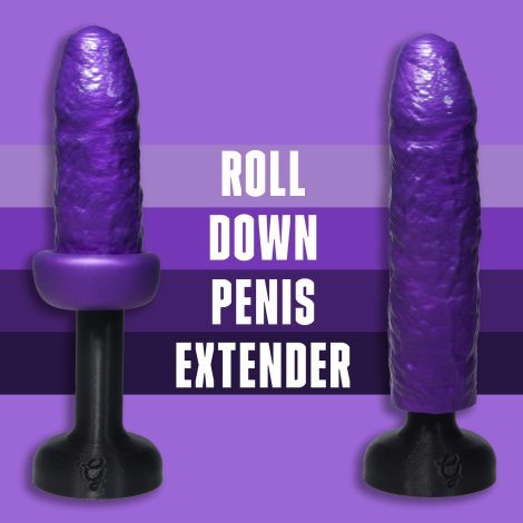 A Godemiche Silicone Penis extender with uncircumscised head.